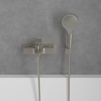 Baterie cadă-duș Villeroy&Boch, Architectura Square, montaj pe perete, brushed nickel